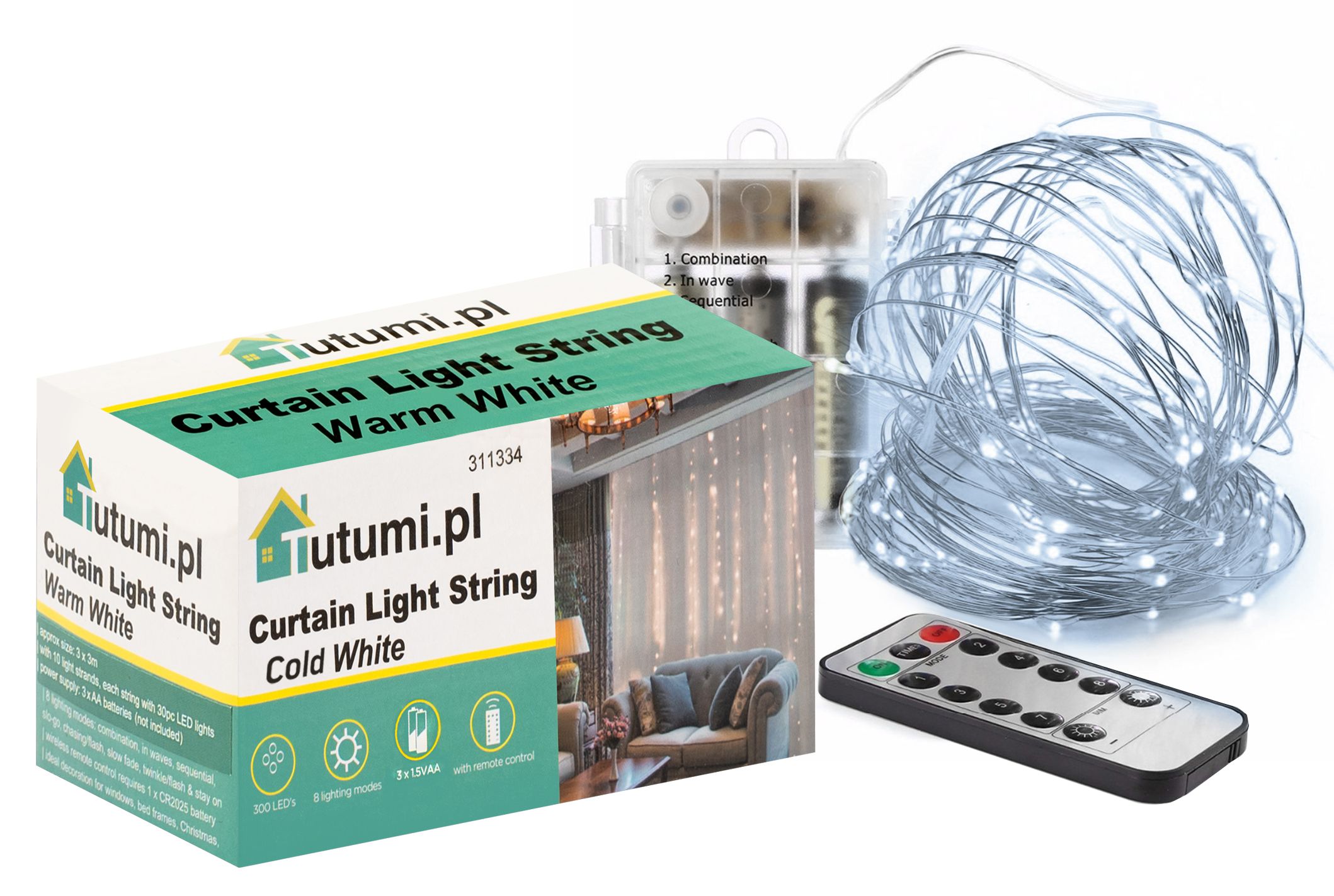 

Kurtyna Świetlna Lampki Led Girlanda 3M 8 Funkcji