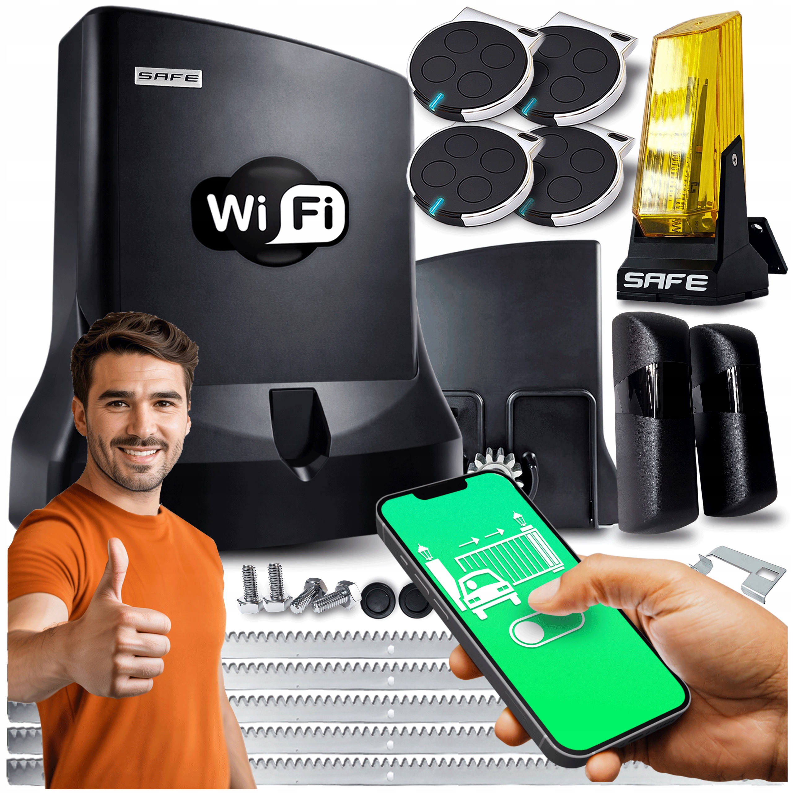 Pohon Pro Posuvné Brány Sada automatický pohon lampa 800 kg Wifi Supla