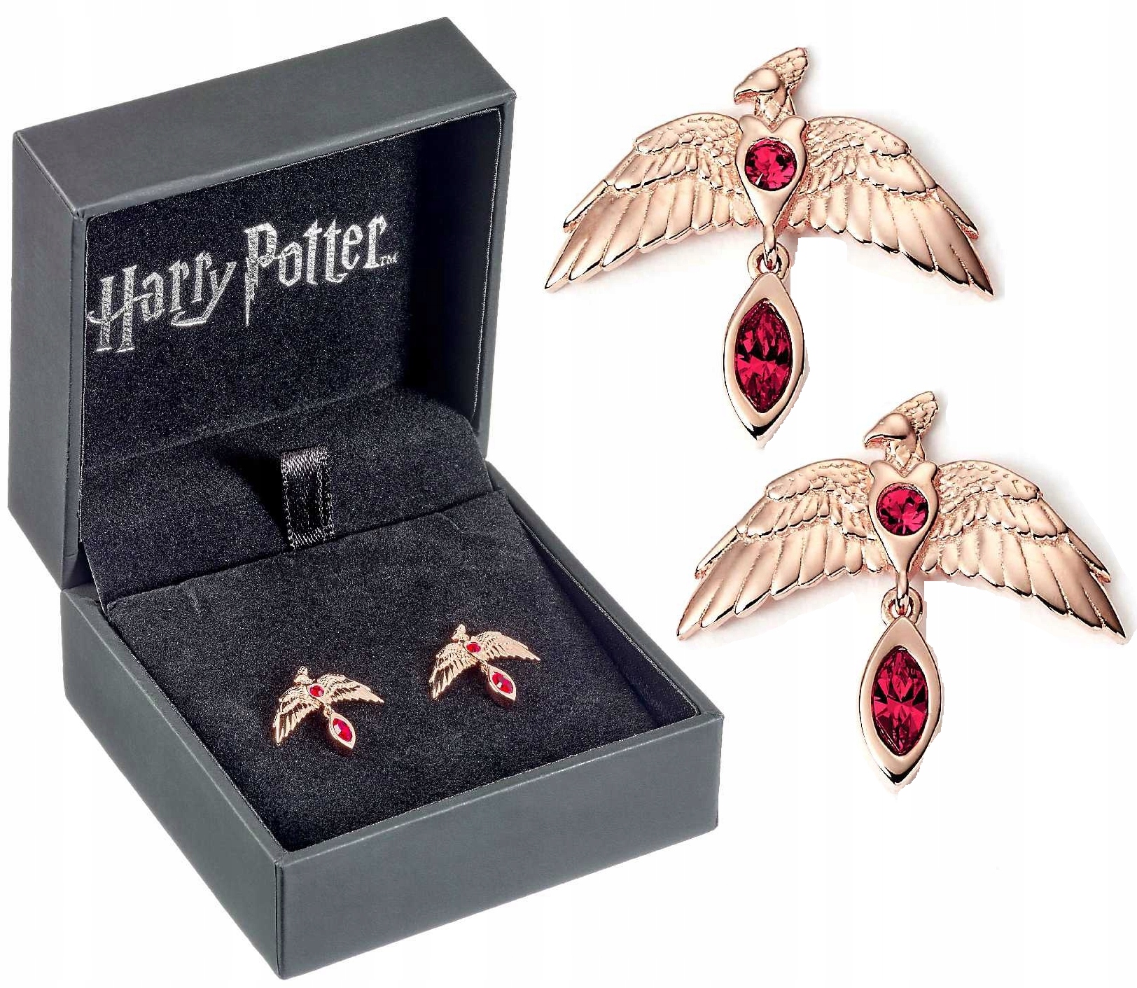 Harry Potter Pozlacené Náušnice Fénix Rose Gold HPSE0113