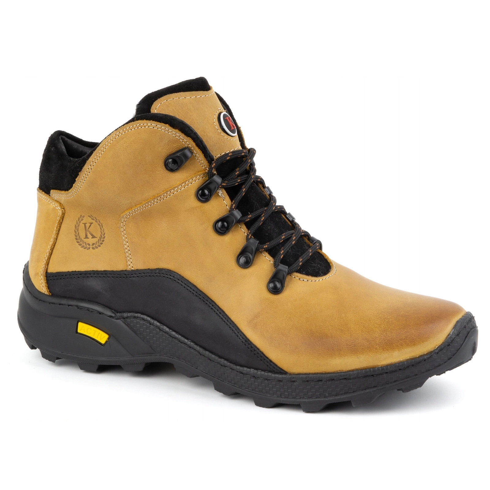 Pánské boty, kožené zimní kotníkové boty , 903K, velbloudí, žluté, 40