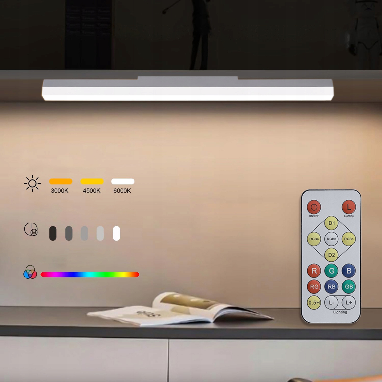 Rgb noční lampa Led lampa pod skříňku Lampička Na Čtení do kuchyně domu