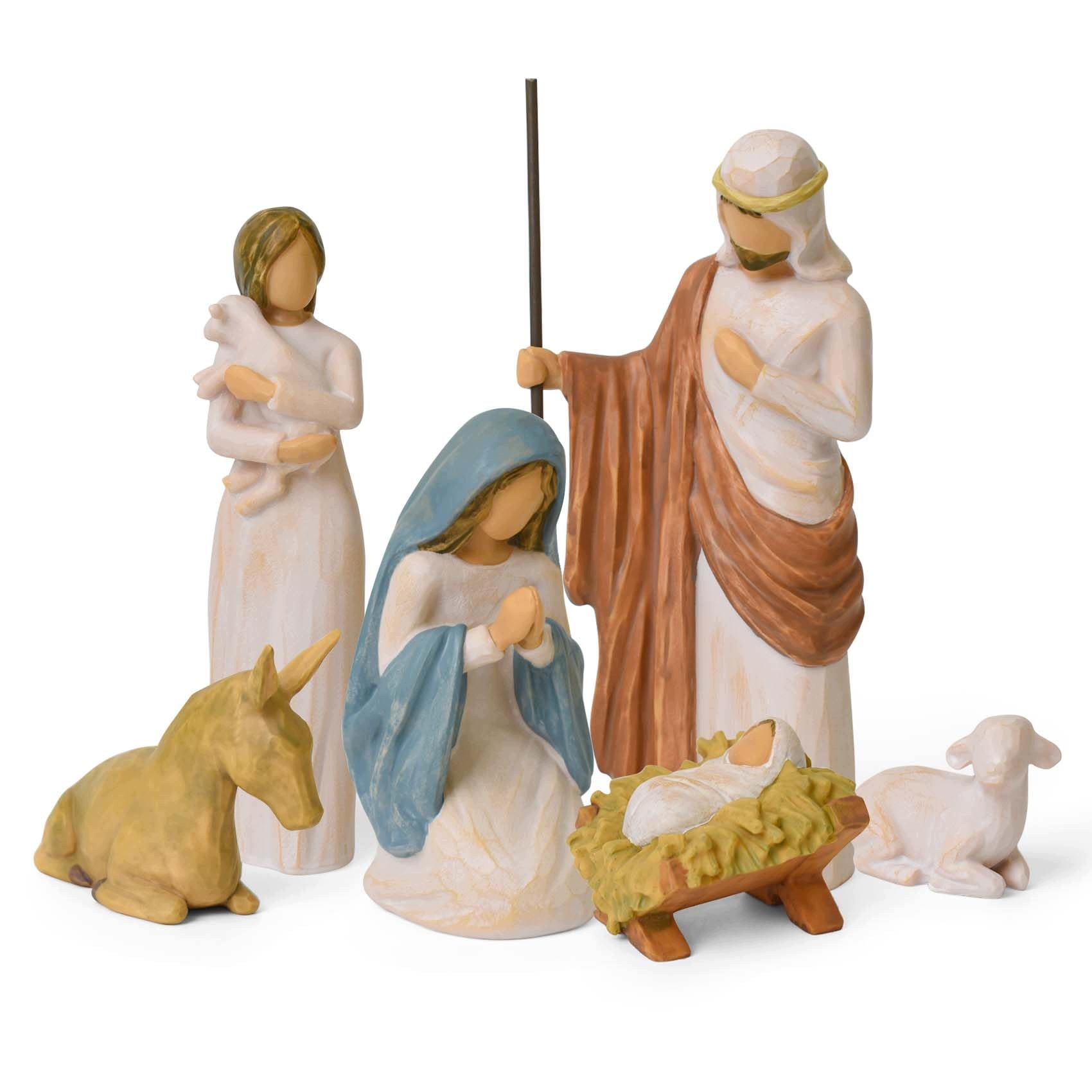 Vánoční Betlém 6 Figurek Ježíška Marie Josefová Pryskyřice 18 CM