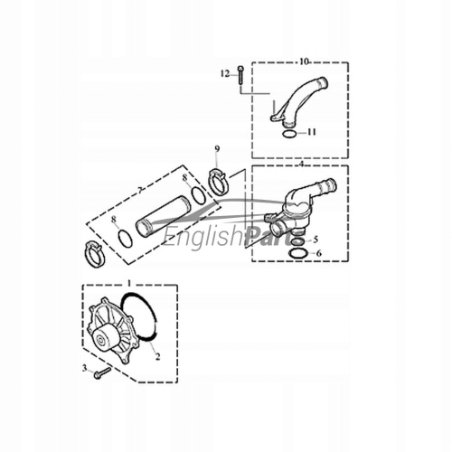 króciec rurka termostatu FREELANDER 98-2006 2.5V6 Producent części Land Rover OE