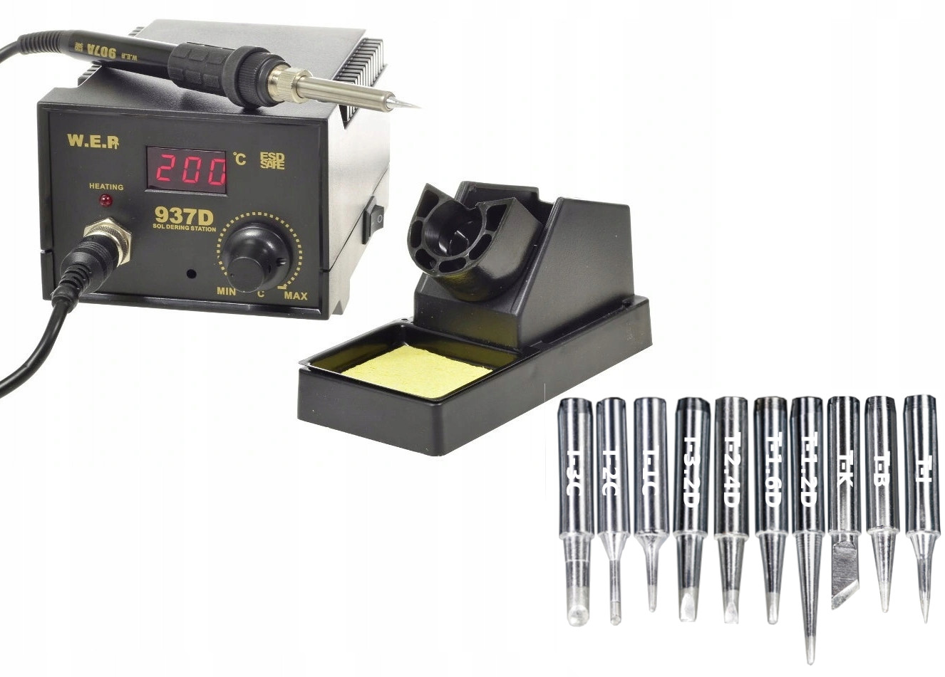 

Stacja Lutownicza Wep 937D 60W +groty 10szt