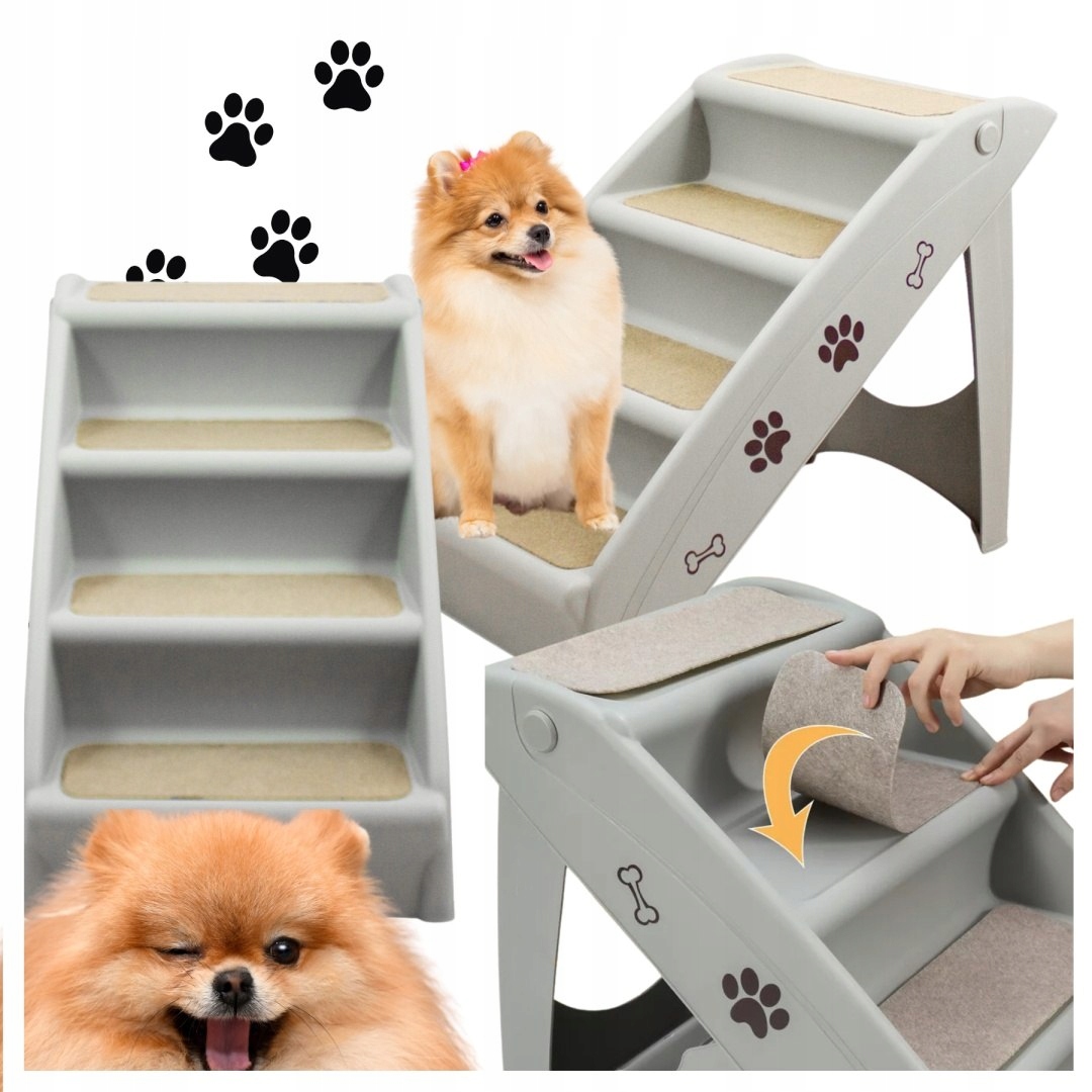 Schody pro psa kočku skládací, protiskluzové, do postele auta, 100 kg