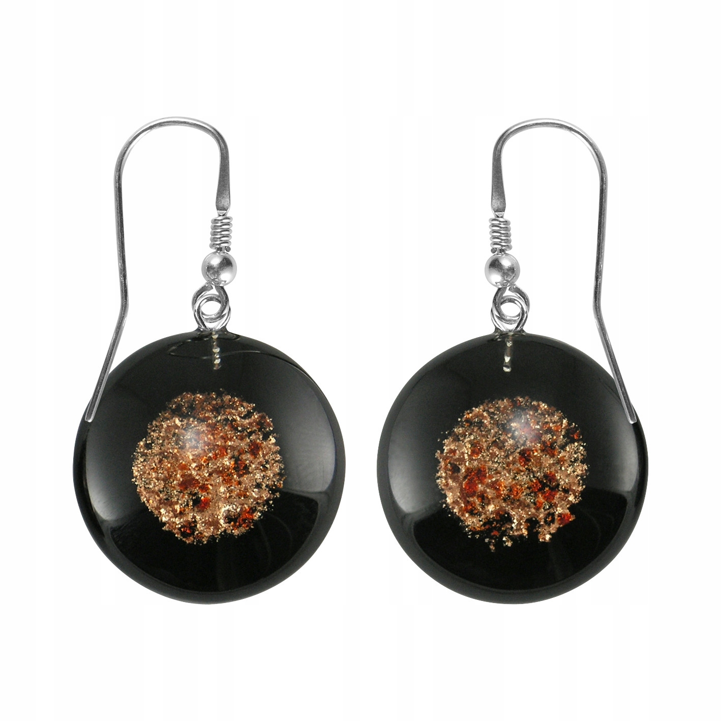 Dámské stříbrné Náušnice Harf sklo murano kruh