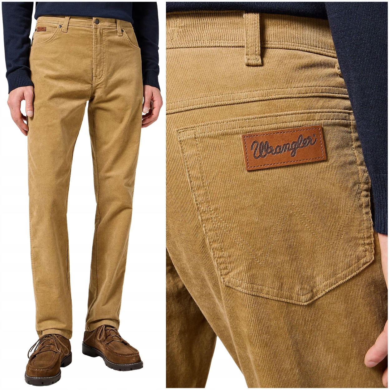 Wrangler Texas Slim Tigers klasické béžové jednoduché kalhoty W40 L32