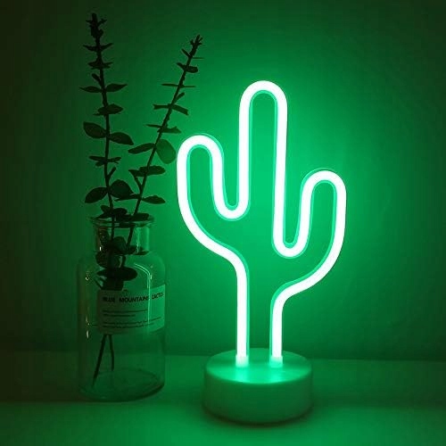 Lampa Neonowa Led Kaktus Dekoracyjna Na Biurko Usb Bateryjna
