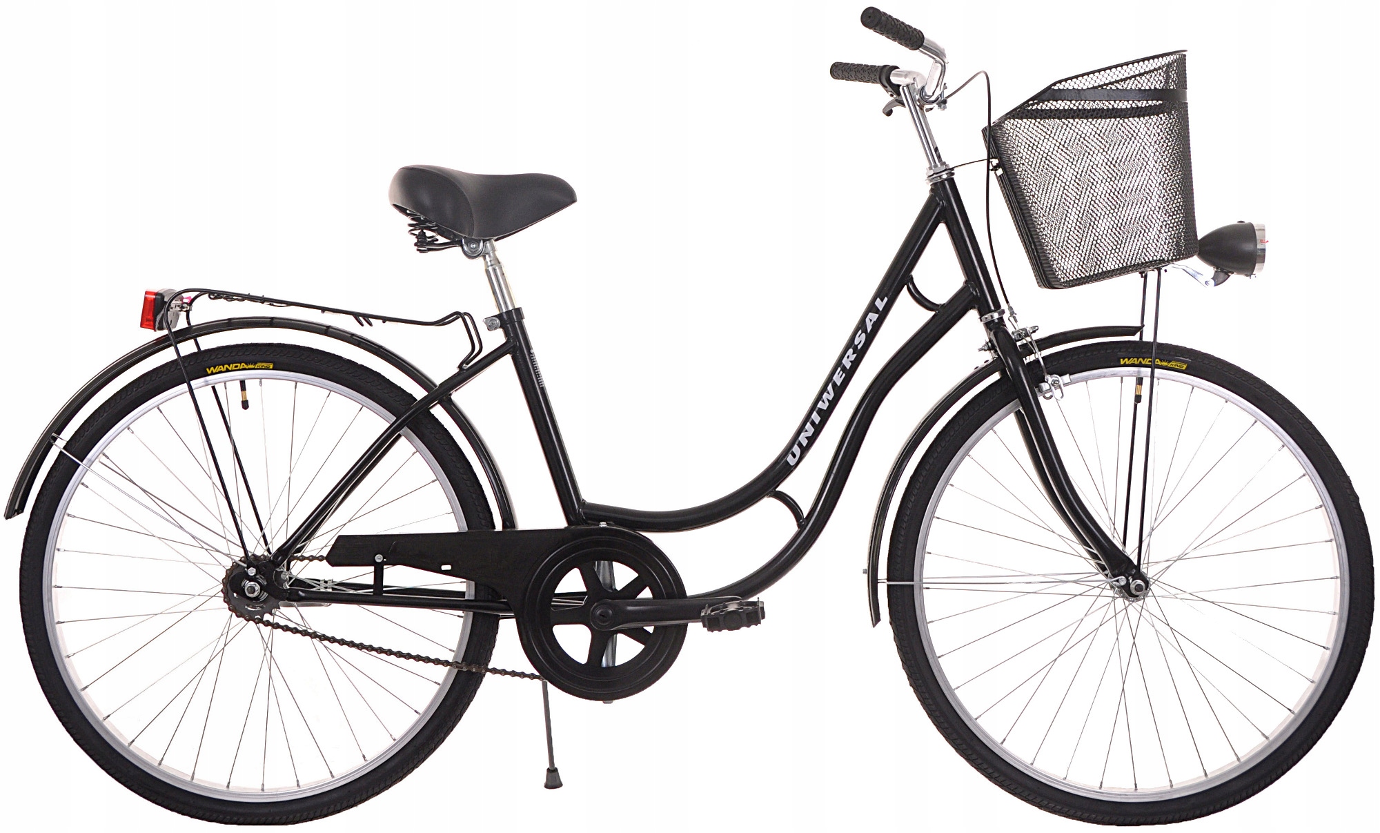 Rower Damski Damka Męski Miejski Retro Uniwersal 26 Kosz Czarny