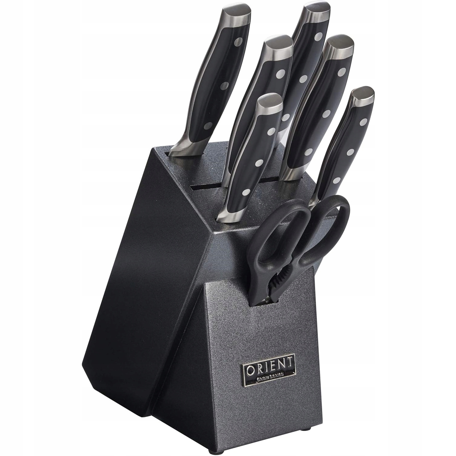 Sada 8 kuchynských nožov Orient Origin, oceľ X50 Ultra+, čierne úchytky