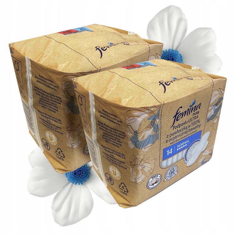 2X Femina Pure Podpaski Ultra Z Powłoczką W 100% Z Organicznej Bawełny
