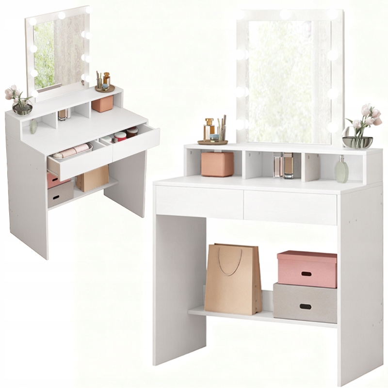 Kozmetická Toaletka Na Make-up S Led Zrkadlom Loft Moderná 80 CM