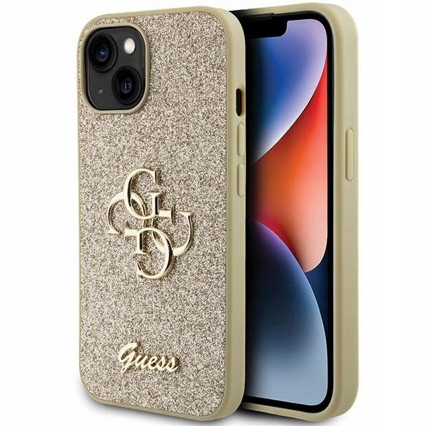 Guess GUHCP15SHG4SGD pevný kryt pro iPhone 15 14 13 6,1" zlatý/zlatý třpytivý S