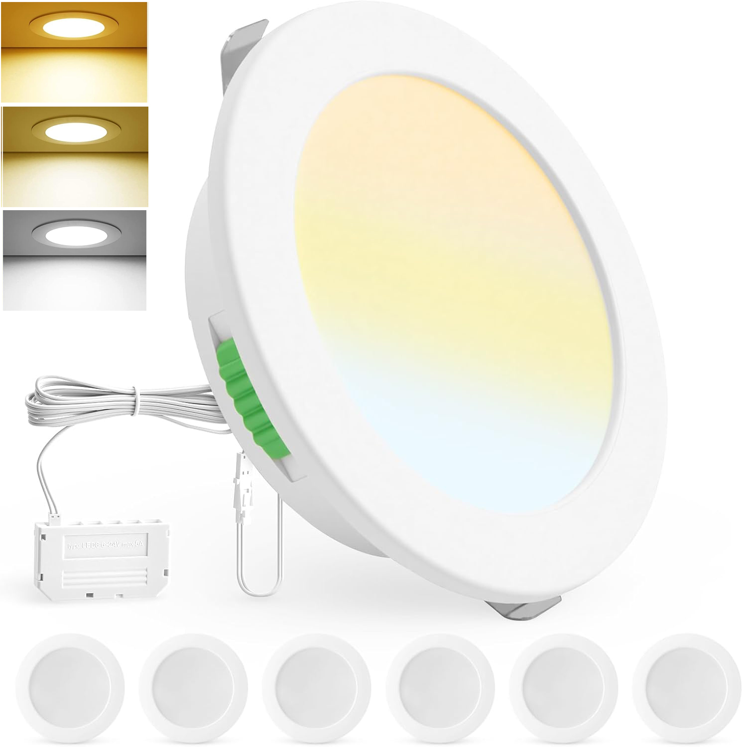 6 ks Podomítkový Panel Stropní Svítidlo Led Stropní Podbití 7W Voděodolný 6500K