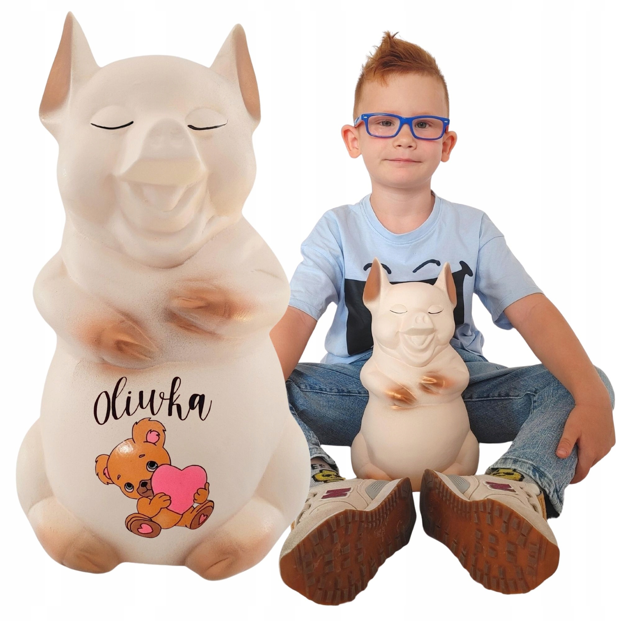 Prasátko Pokladnička Velká XXL Krémová Keramická K Rozbití Pro Děti dárek