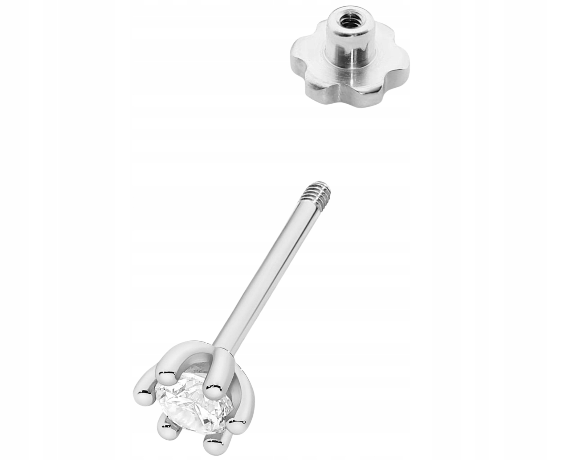 Bílé Zlato Náušnice Klasické V 6 Tlapkách S Diamantem Šroubovací Tyčinka 1 Ks