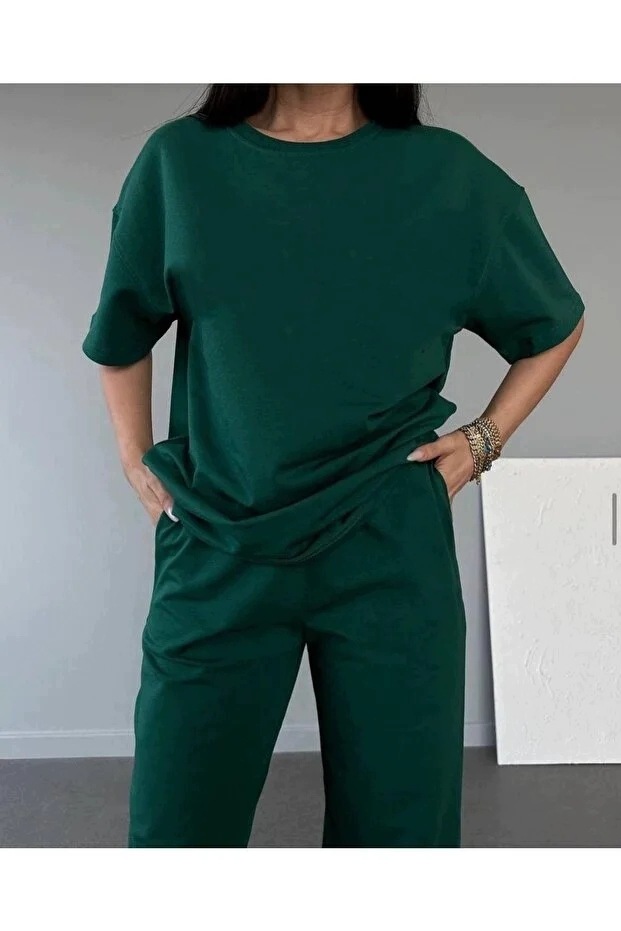 Měkký Zelený Teplákovka Dámský Oversize Sportovní Komplet S 5IA