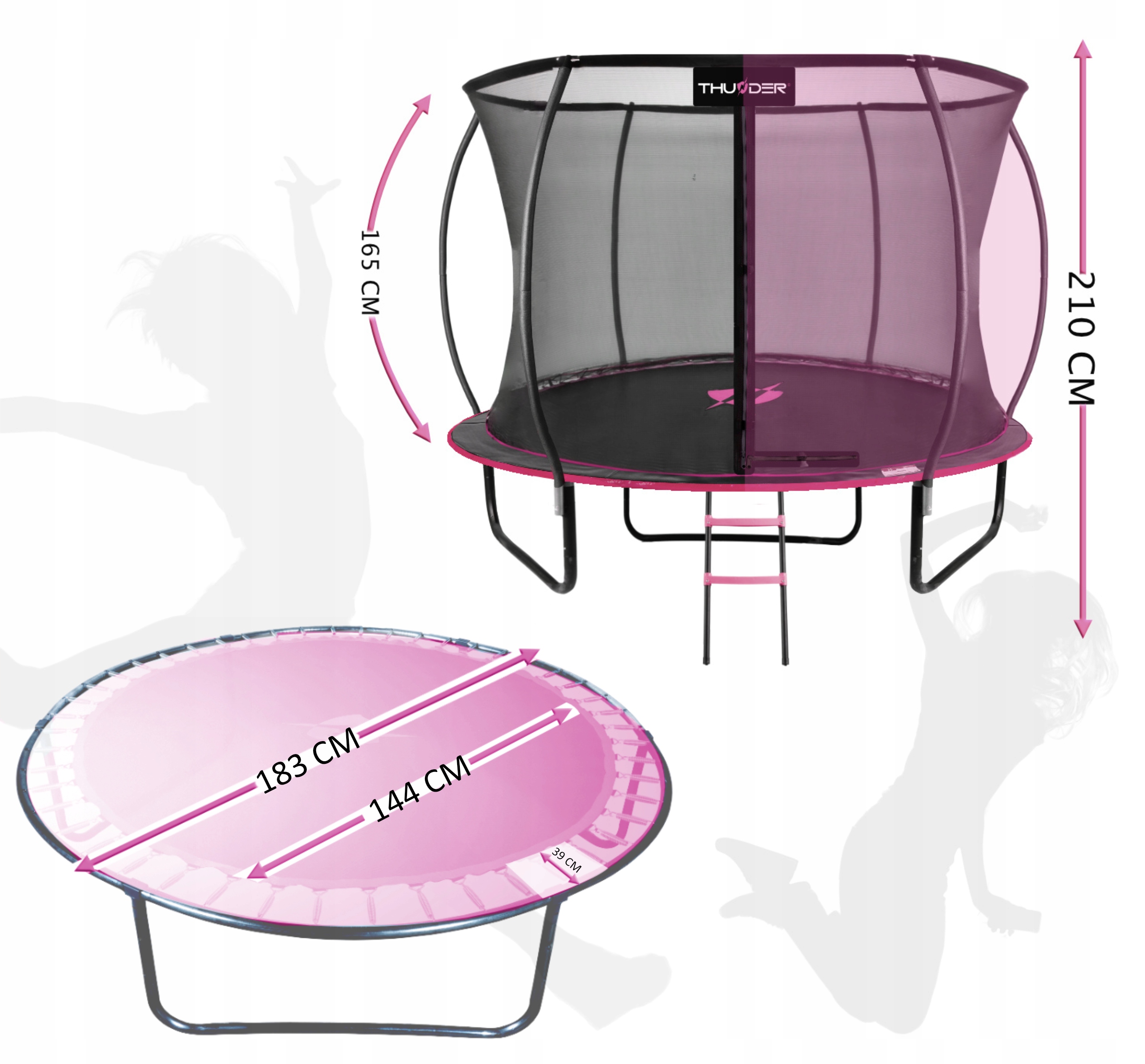 ORYGINALNA trampolina 183cm WZMOCNIONA dla dzieci z siatką NA LATA 6ft EAN (GTIN) 5904161754114
