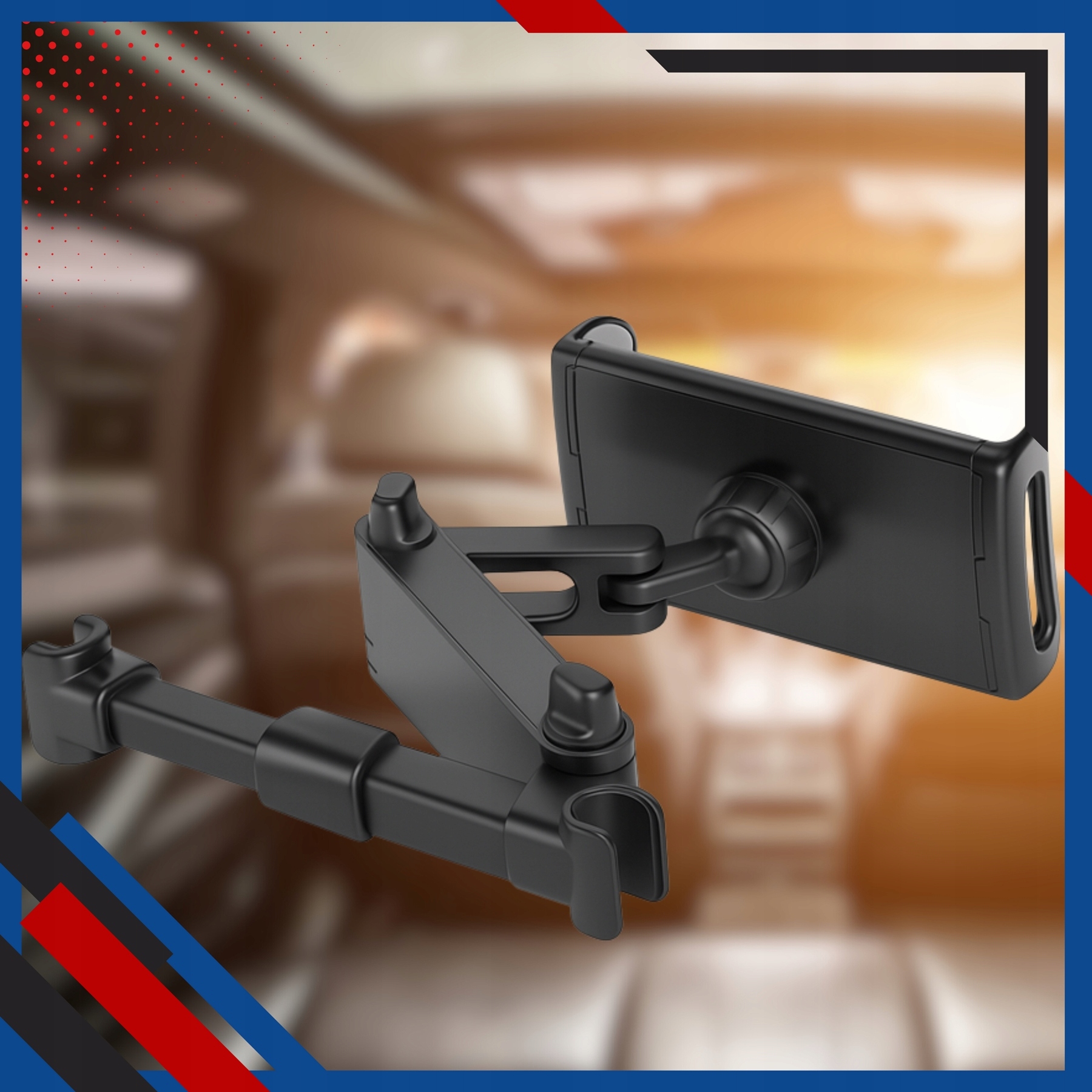 REGULOWANY UCHWYT SAMOCHODOWY NA TABLET TELEFON ZAGŁÓWEK SIEDZENIE DO AUTA Marka McDodo