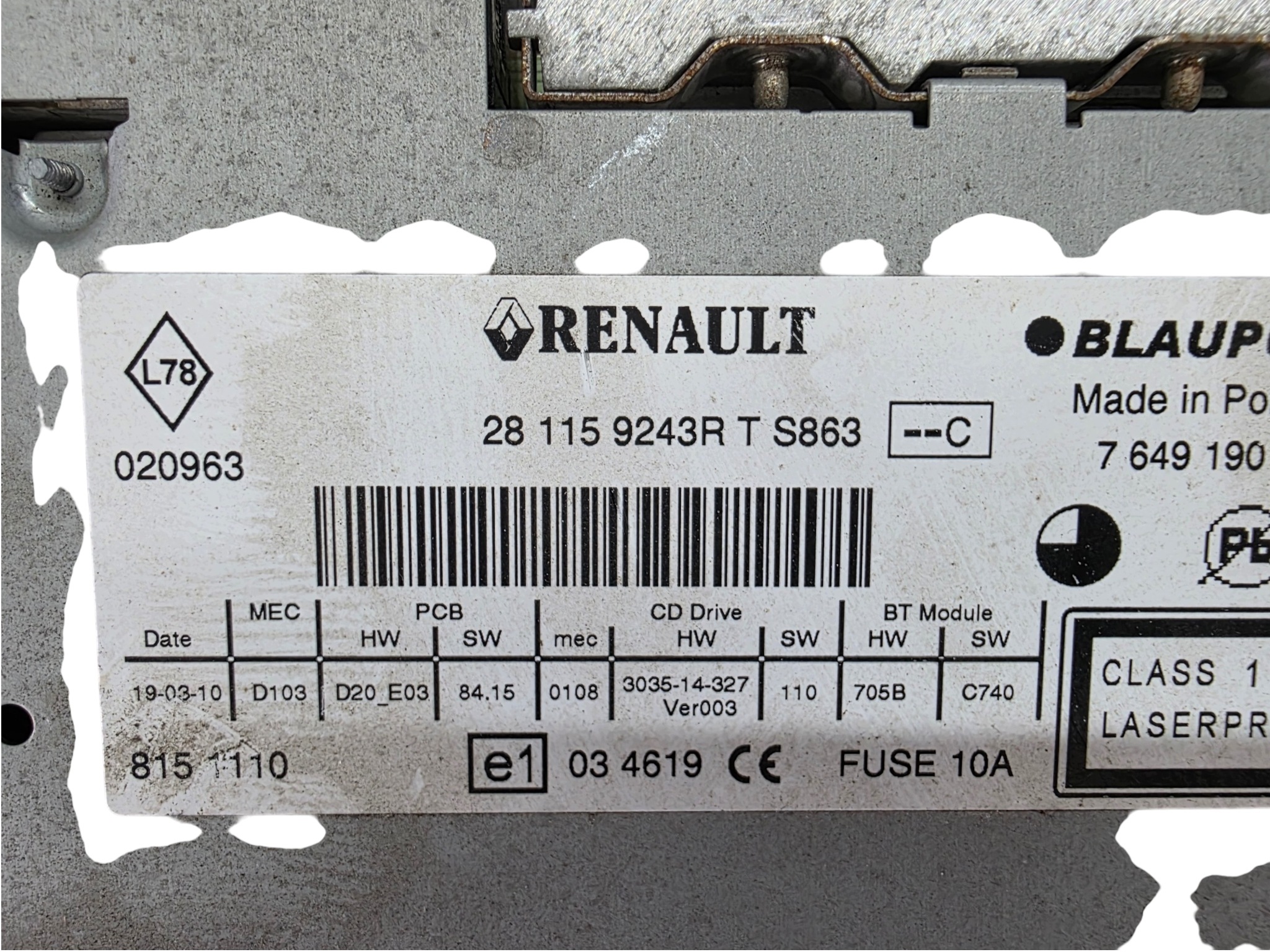 RADIO CD FABRYCZNE RENAULT MEGANE III 281159243R