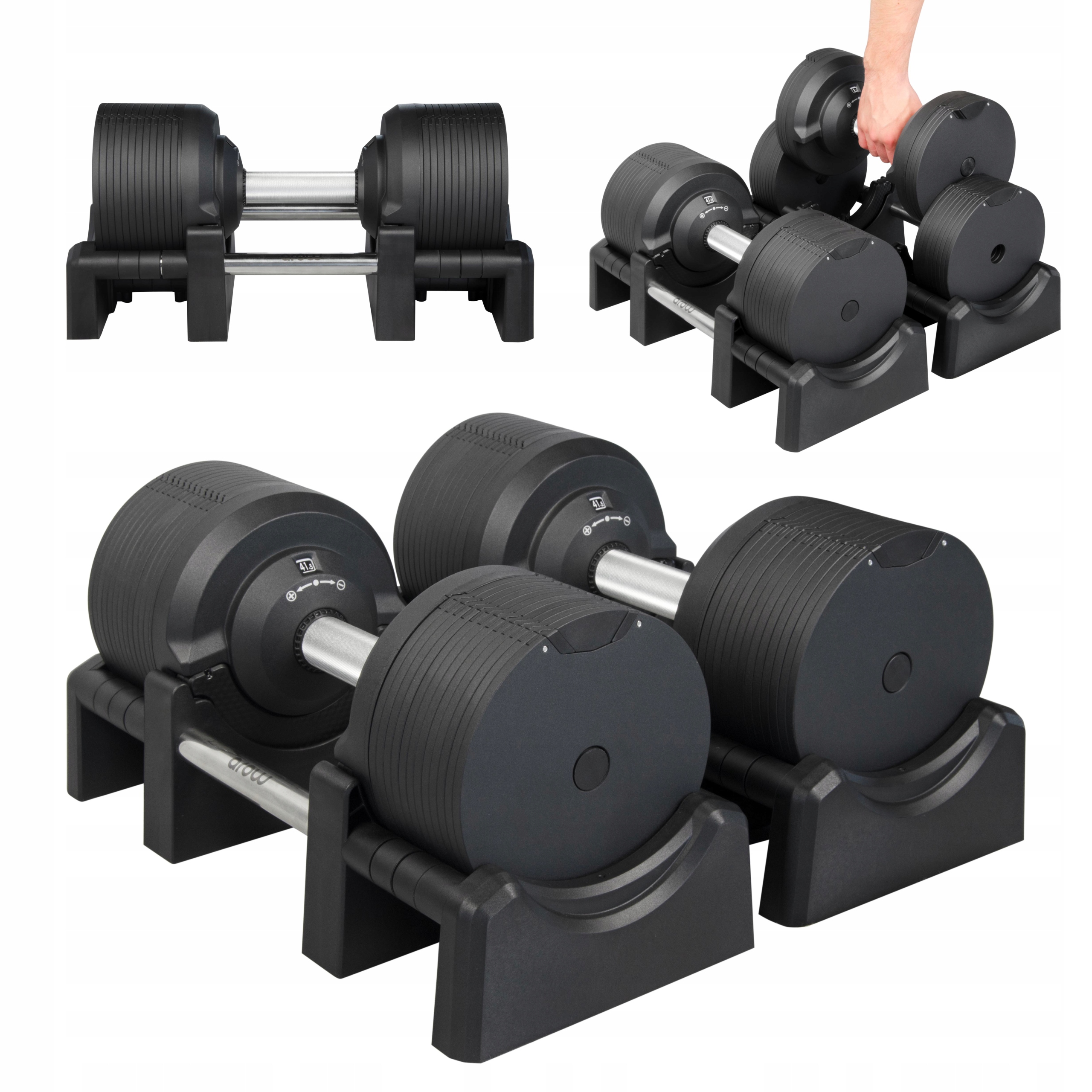 Zestaw 2X Hantla Regulowana 41,5 kg Sztangielka Czarna regulacja co 1,5kg