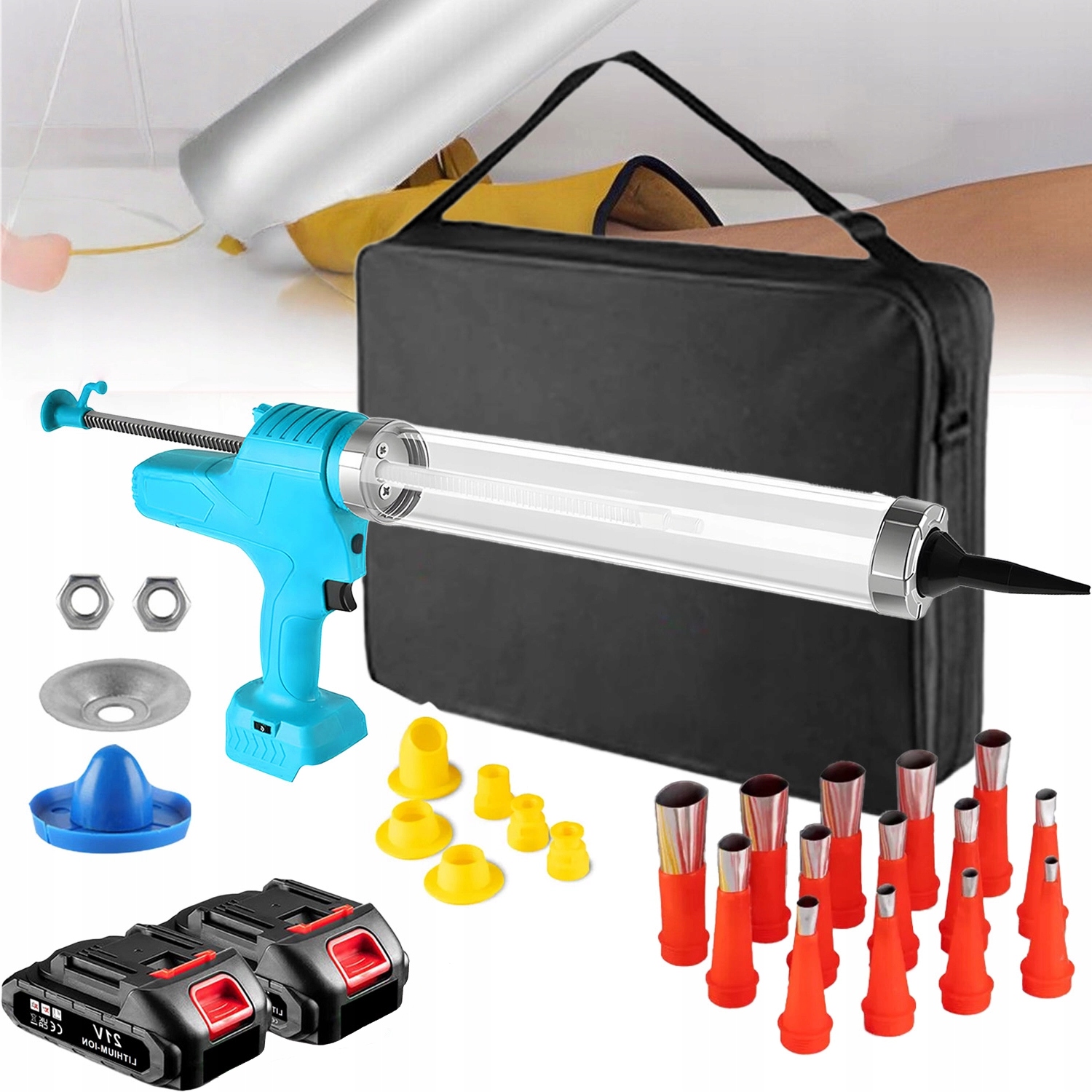 Vytlačovač Pistole Na Silikonové Lepidlo Akumulátorová S Aku Sadou