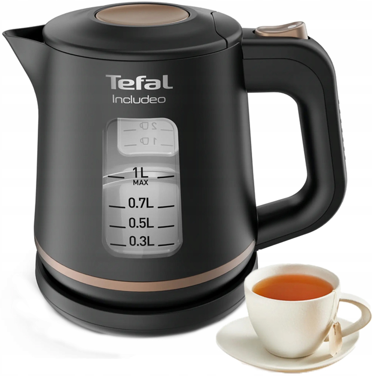 Czajnik elektryczny Tefal KI533811 Includeo kompaktowy 2400W czarny