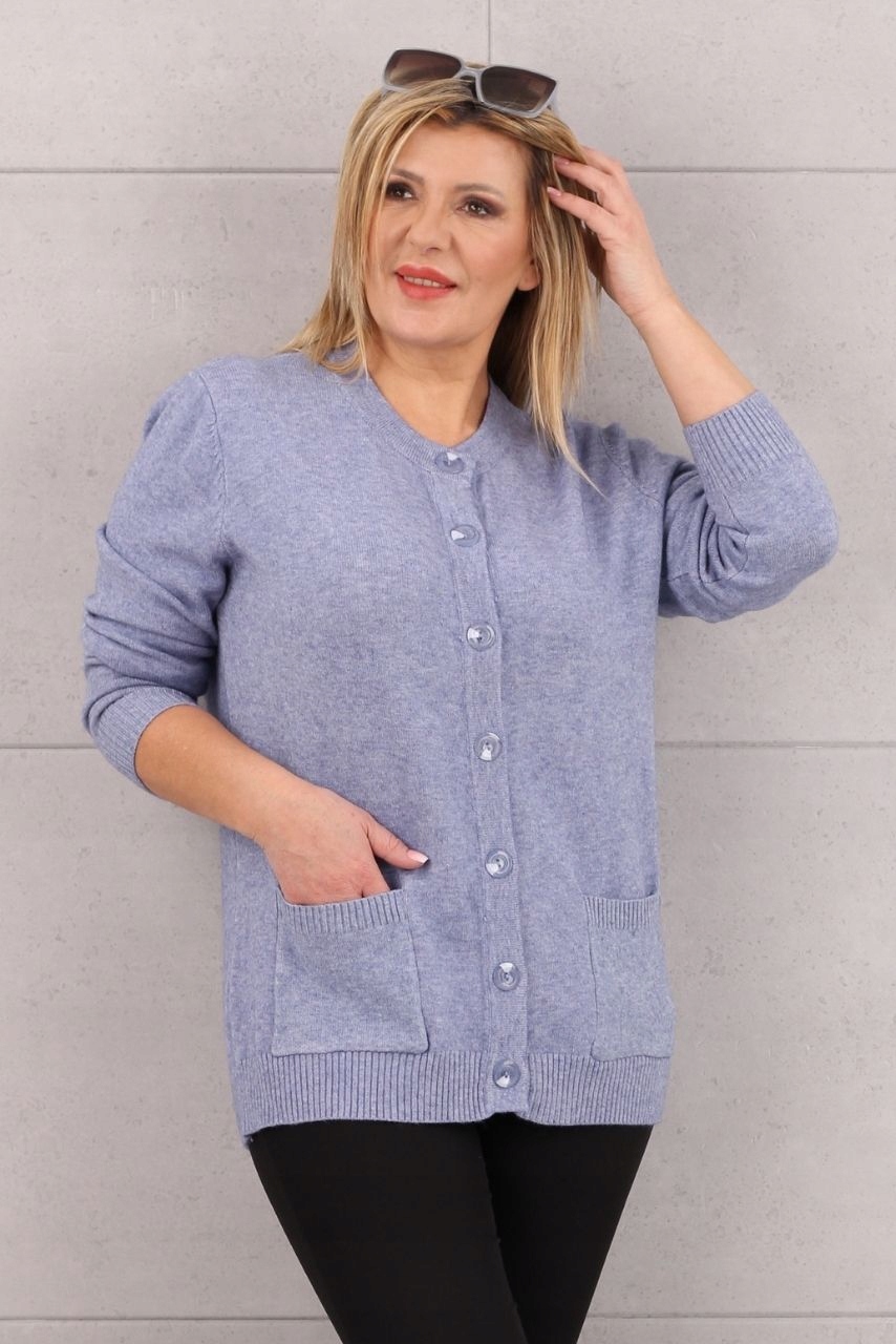 KARDIGAN SWETER DAMSKI BAWEŁNIANY ROZPINANY NA GUZIKI LUŹNY ROZMIARY Linia plus size (duże rozmiary)