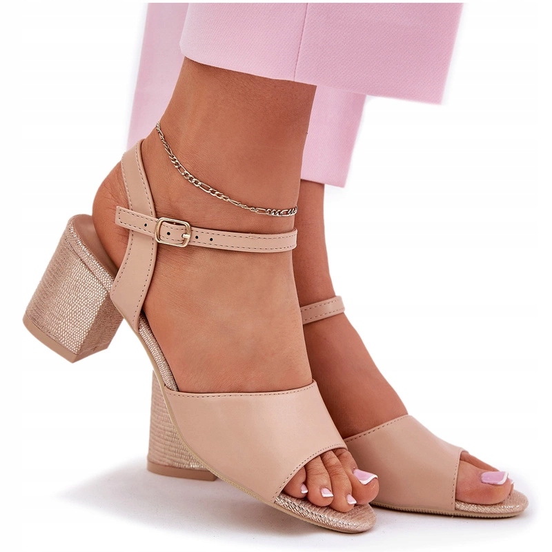 Dámské Sandály Podpatek Sloupek Eko Kůže Vinceza 20275 Béžová 40