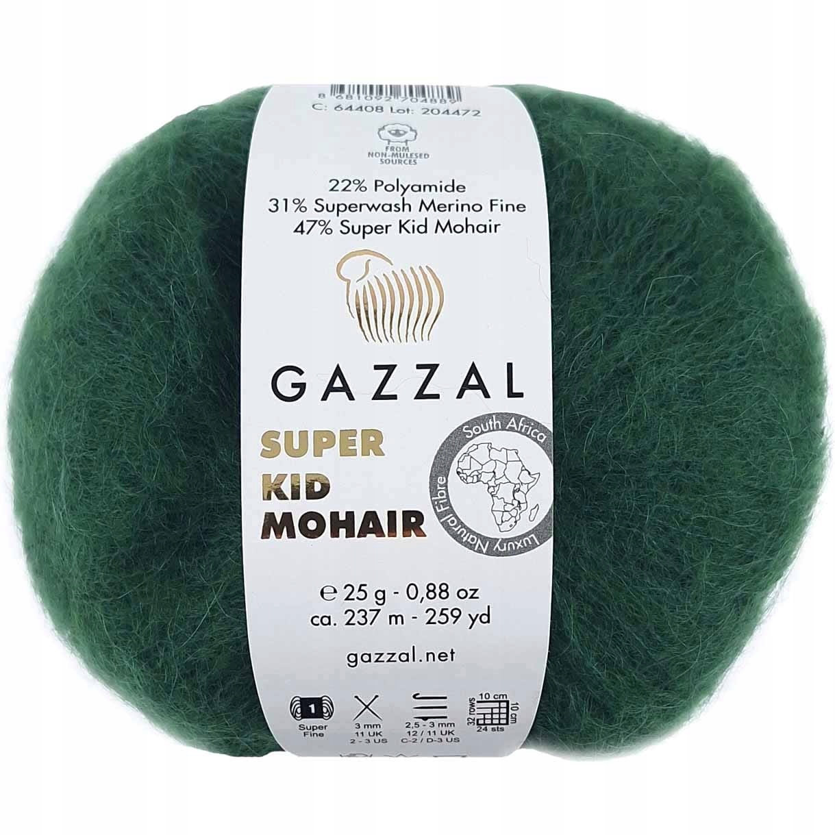 Włóczka Gazzal Kid Mohair 25g 64428 butelkowa zieleń