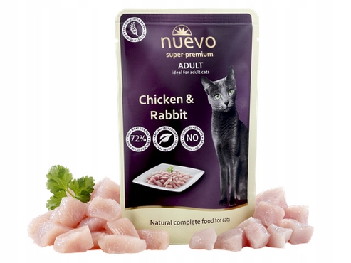 Nuevo Premium mokré krmivo pro kočky Kapsička s kuřetem a králíkem 24x85g