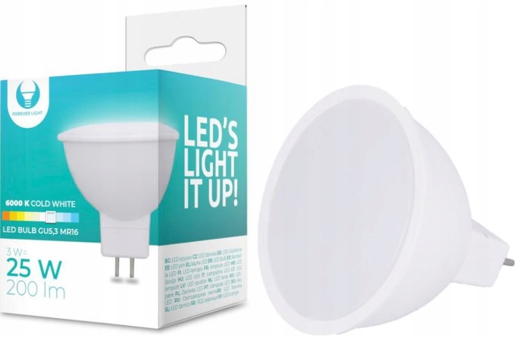 

Żarówka Led MR16 reflektor 3W 12V zimna 200lm