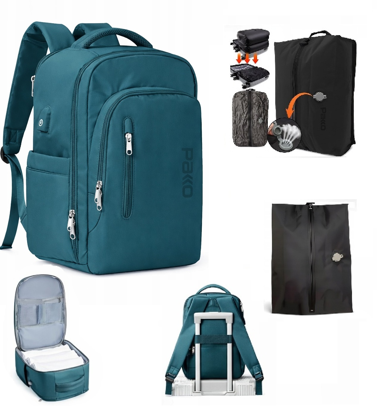 Batoh Příruční zavazadlo Usb Vakuový vak Kompresní vak Pakko 40x20x25 T712