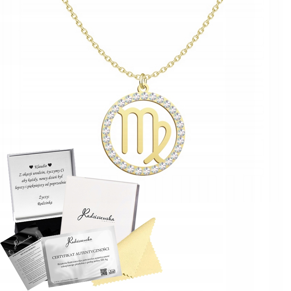 Zlatý znamení zvěrokruhu Panna Náhrdelník Stříbro 925 Dárek Narozeniny Dedikace