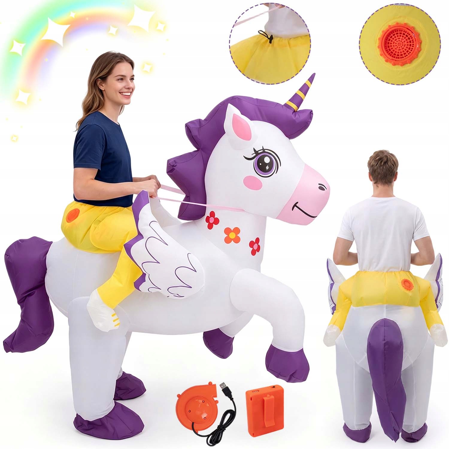 Kostým Nafukovací Jednorožec Kůň Nafukovací Kostým 160 – 190 CM