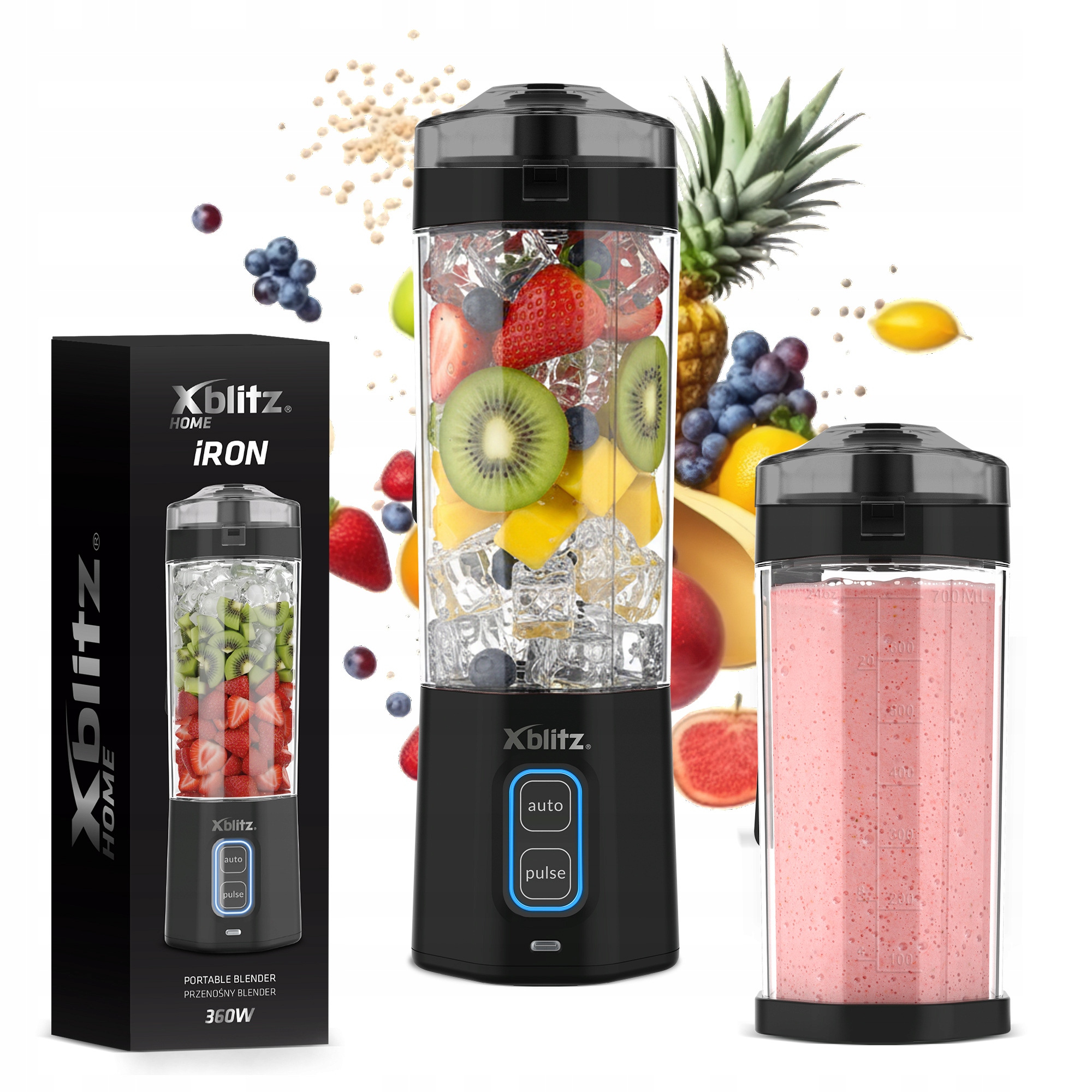 Stolní mixér Xblitz iRon bezdrátový přenosný 360 W 700 ml 6000 mAh
