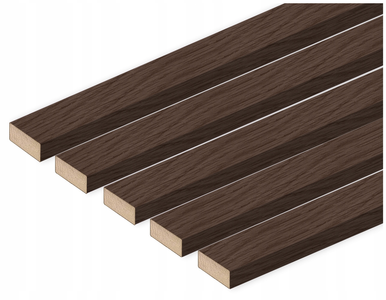 Lamele ścienne 3D zestaw 36 szt 28x12MM wąska deska wenge venge ciemny brąz