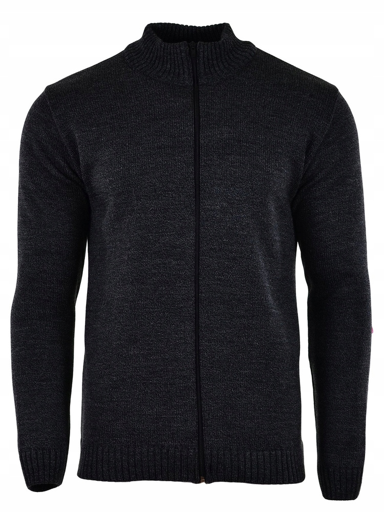 Svetr Hladký Rozepínací Tmavý Melír Velký 5XL