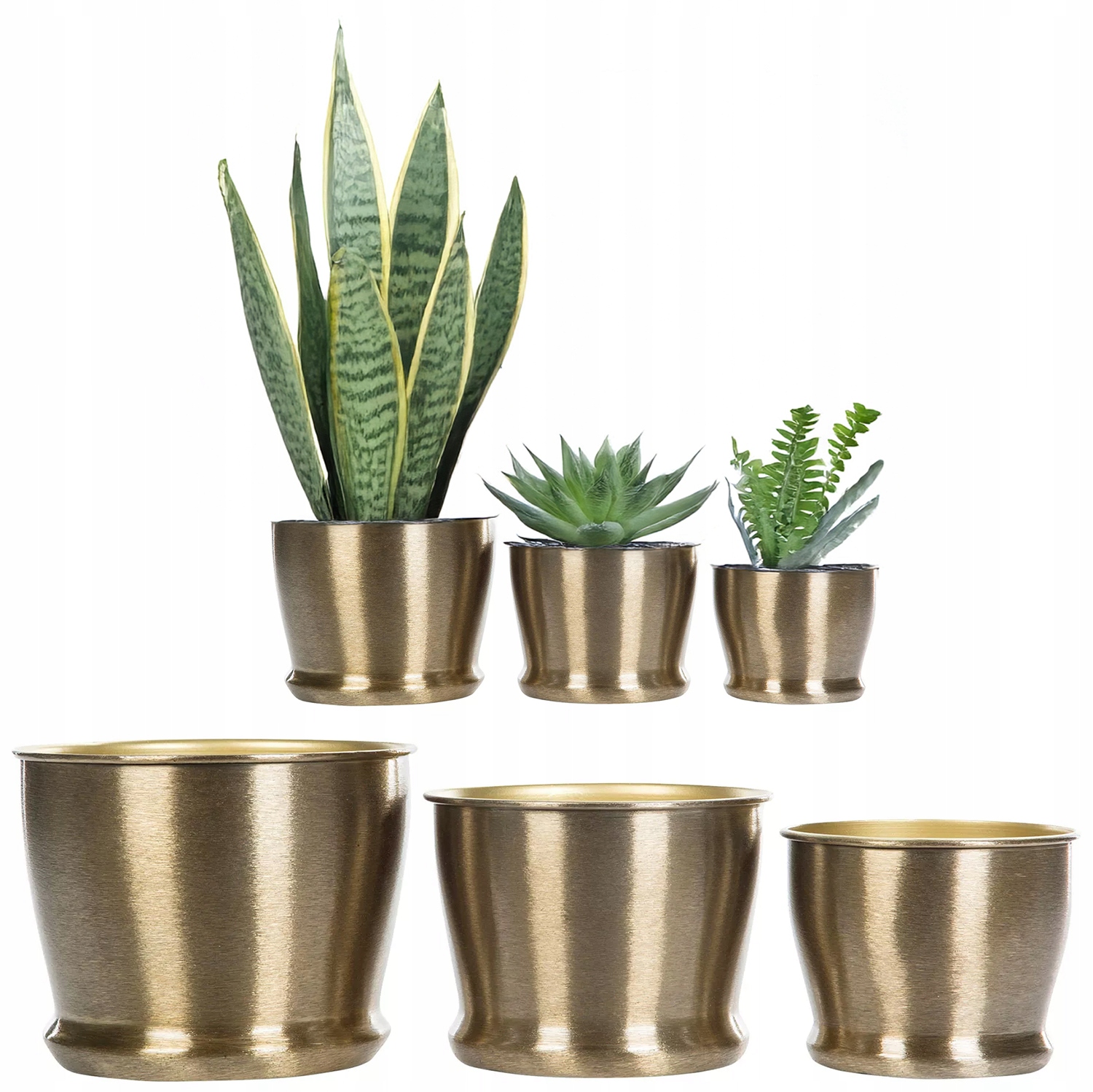 Květináč Zlatý Loft 18 cm kulatý kovový na balkon parapet, sada do domu