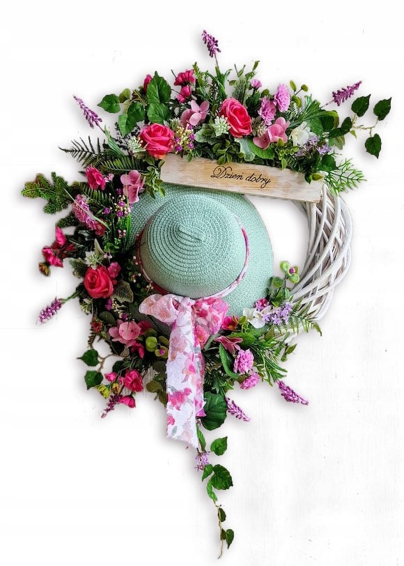 WIANEK KWIATOWY WIKLINOWY DEKORACJA DRZWI STROIK