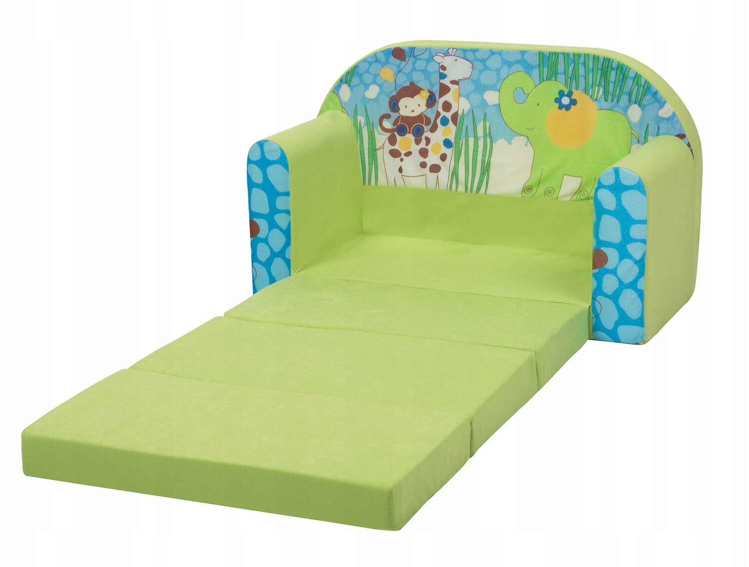 Łóżko dla Dzieci Kanapa Sofa Rozkładana Piankowa + Pufa + Poduszka Długość 160 cm