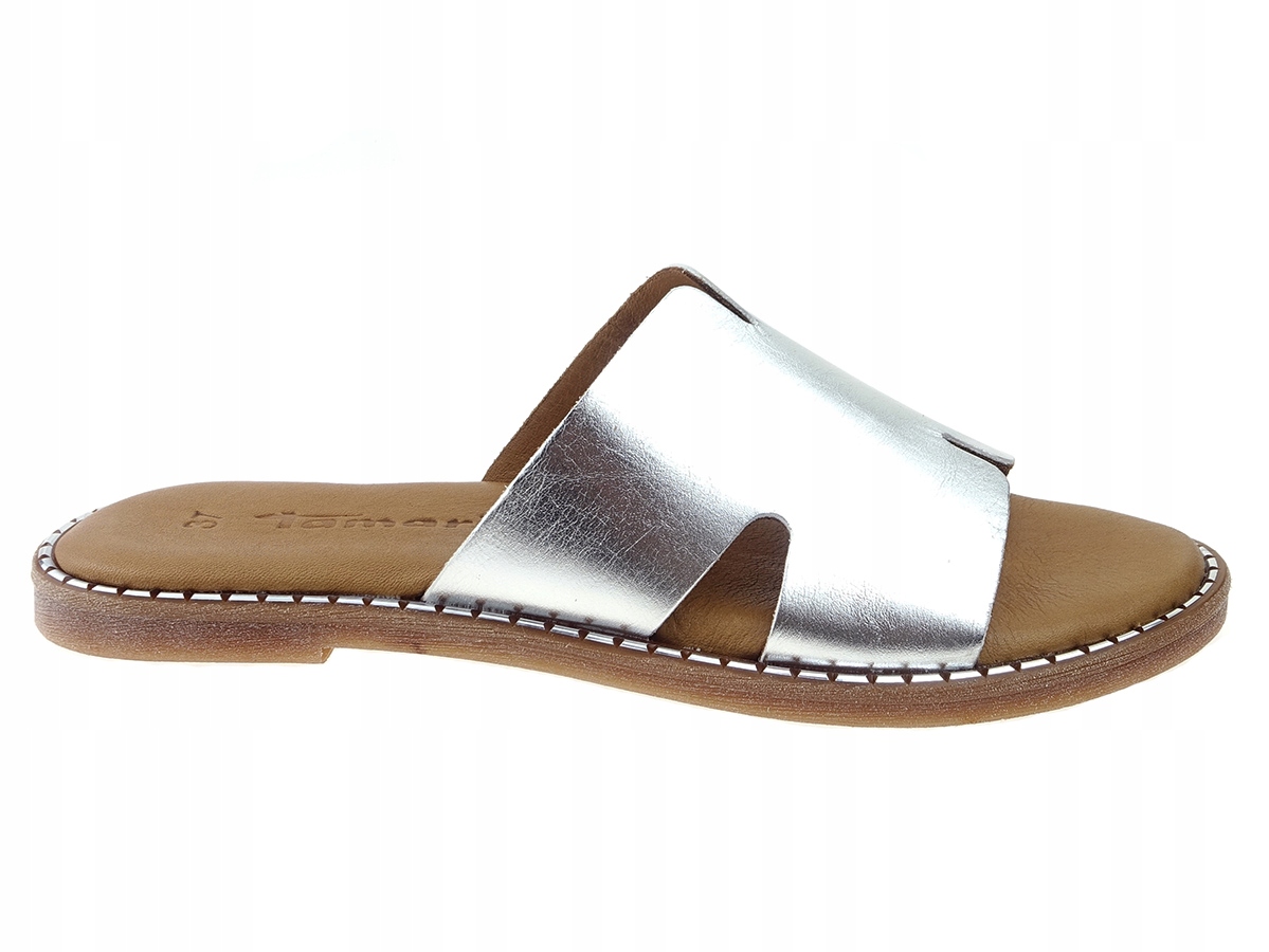 

Tamaris klapki buty 27135 srebrne, skóra New! 41