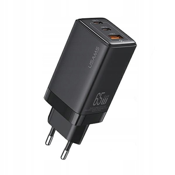 Usams Síťová nabíječka GaN 65W 2xUSB-C Usb-a černá