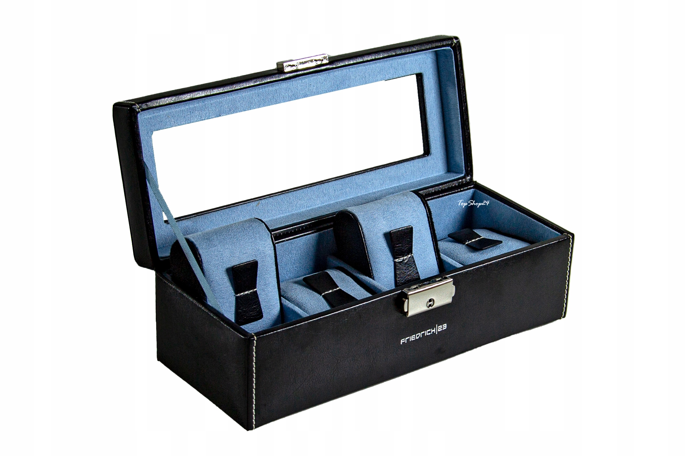 Pudełko skórzane na 4 zegarki Bond z przeszkleniem Stan opakowania oryginalne