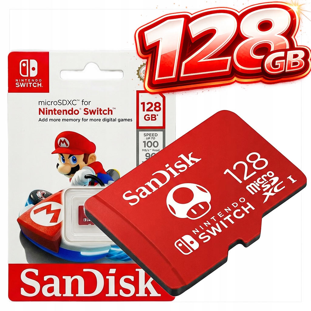 SanDisk 128GB microSDXC do Nintendo Switch V30 U3 100MB/s dla graczy Pro