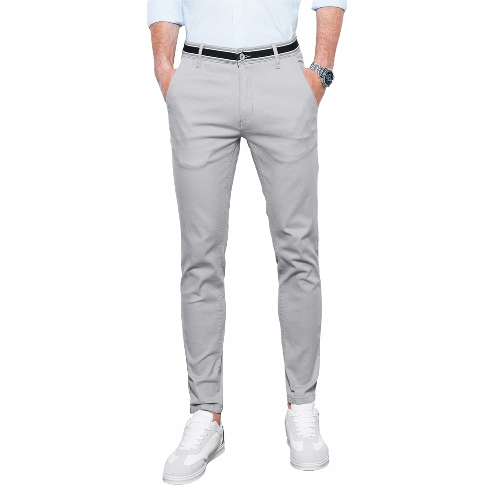 

Spodnie męskie chino casualowe P156 jasnoszare M