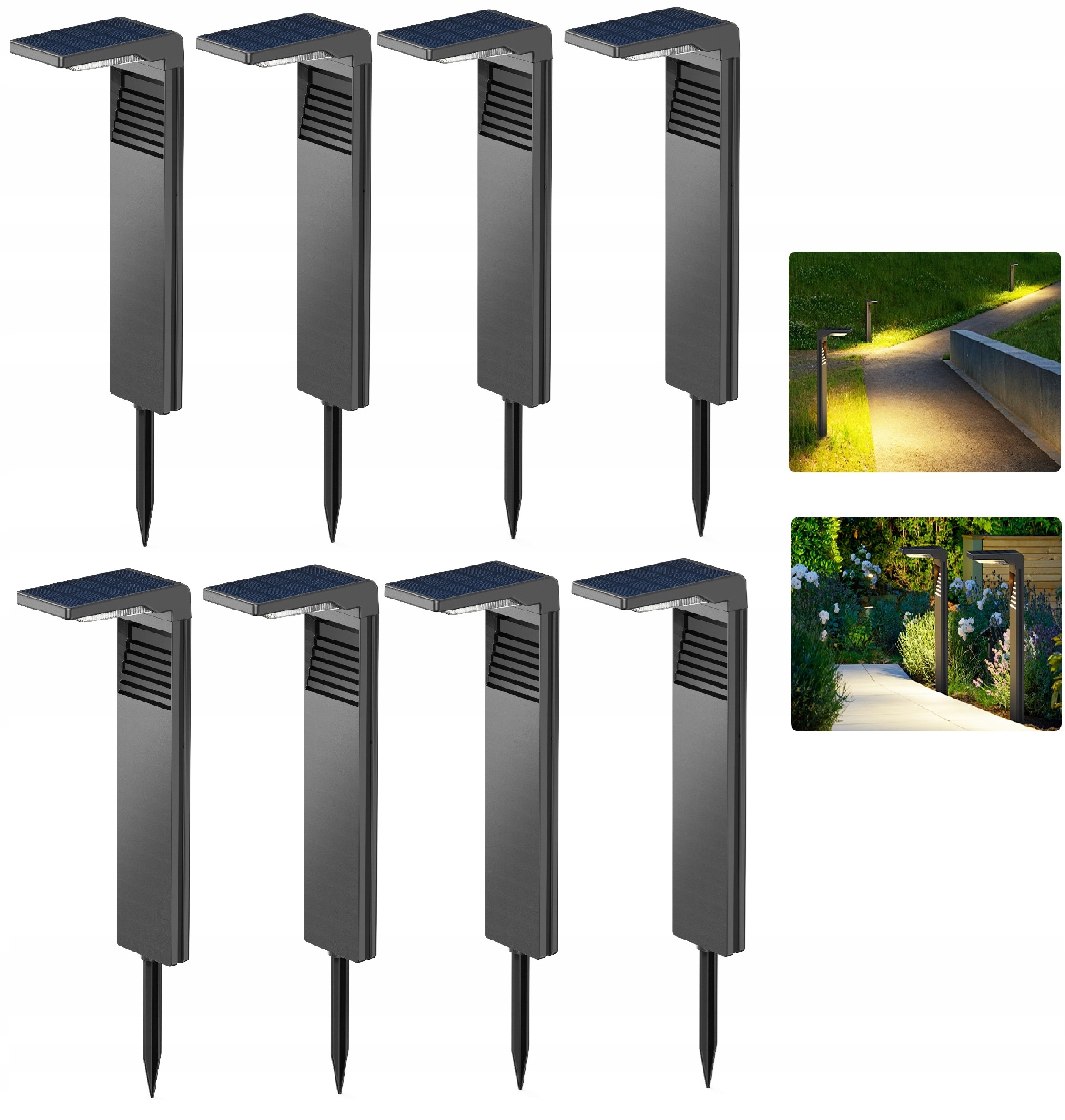 10 ks Solárna stojaca záhradná lampa 57 cm Sada silných stĺpikov