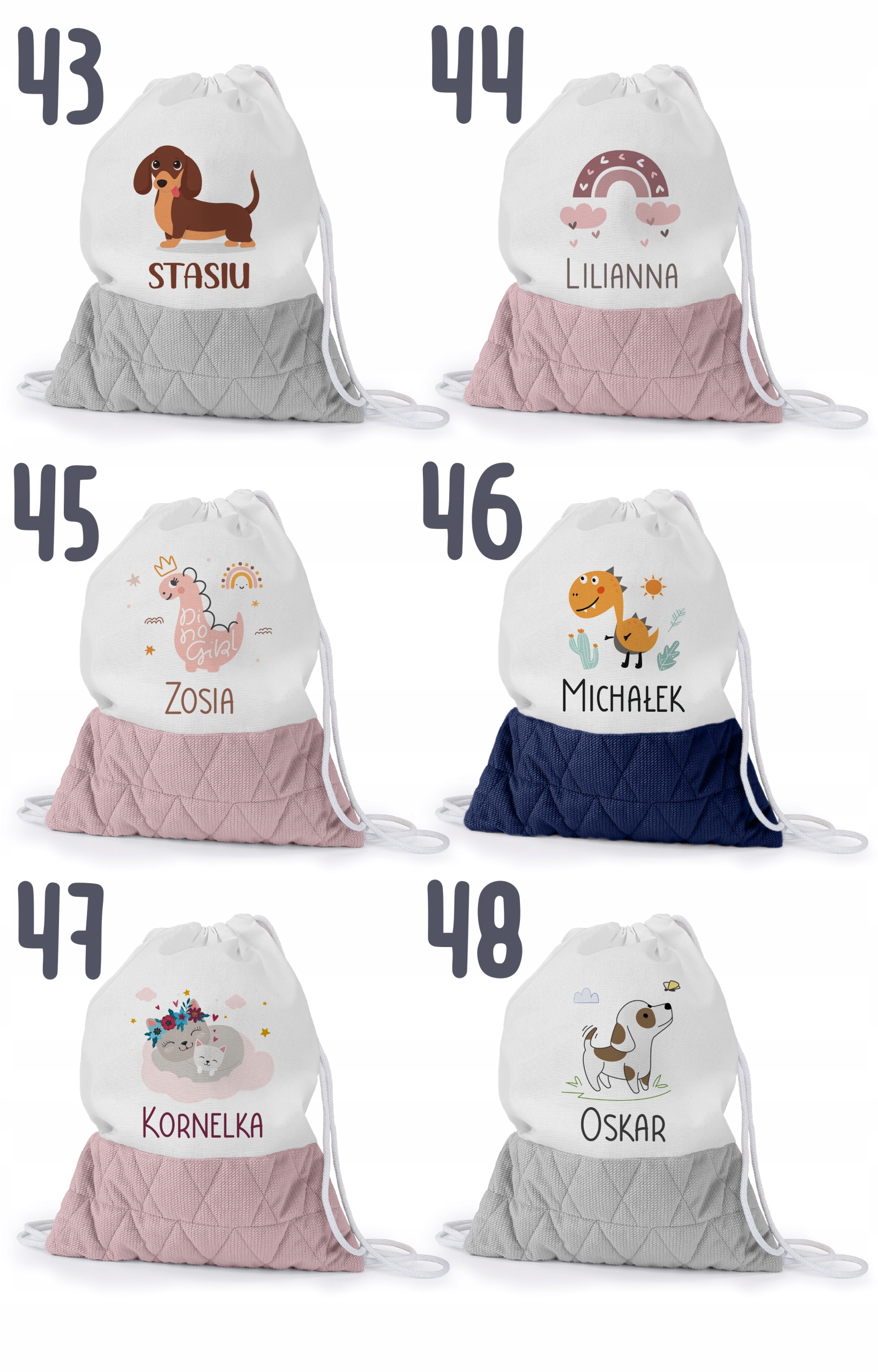 PLECAK DLA DZIECKA DO PRZEDSZKOLA ŻŁOBKA WOREK DZIECIĘCY Z IMIENIEM Wysokość produktu 38 cm