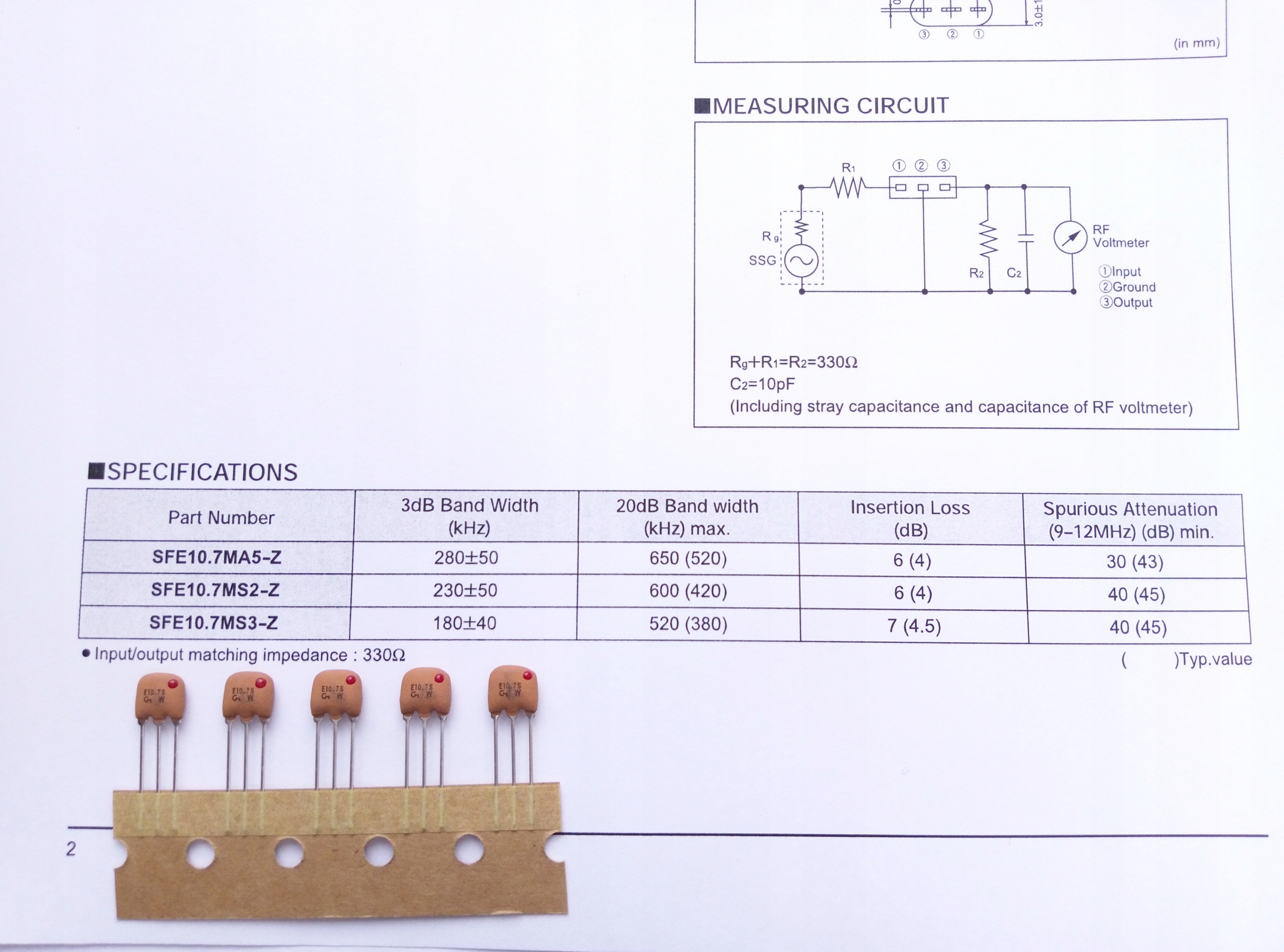 [1szt] Filtr SFE10.7MS3H 10.7MHz Murata BW=180kHz Producent Murata