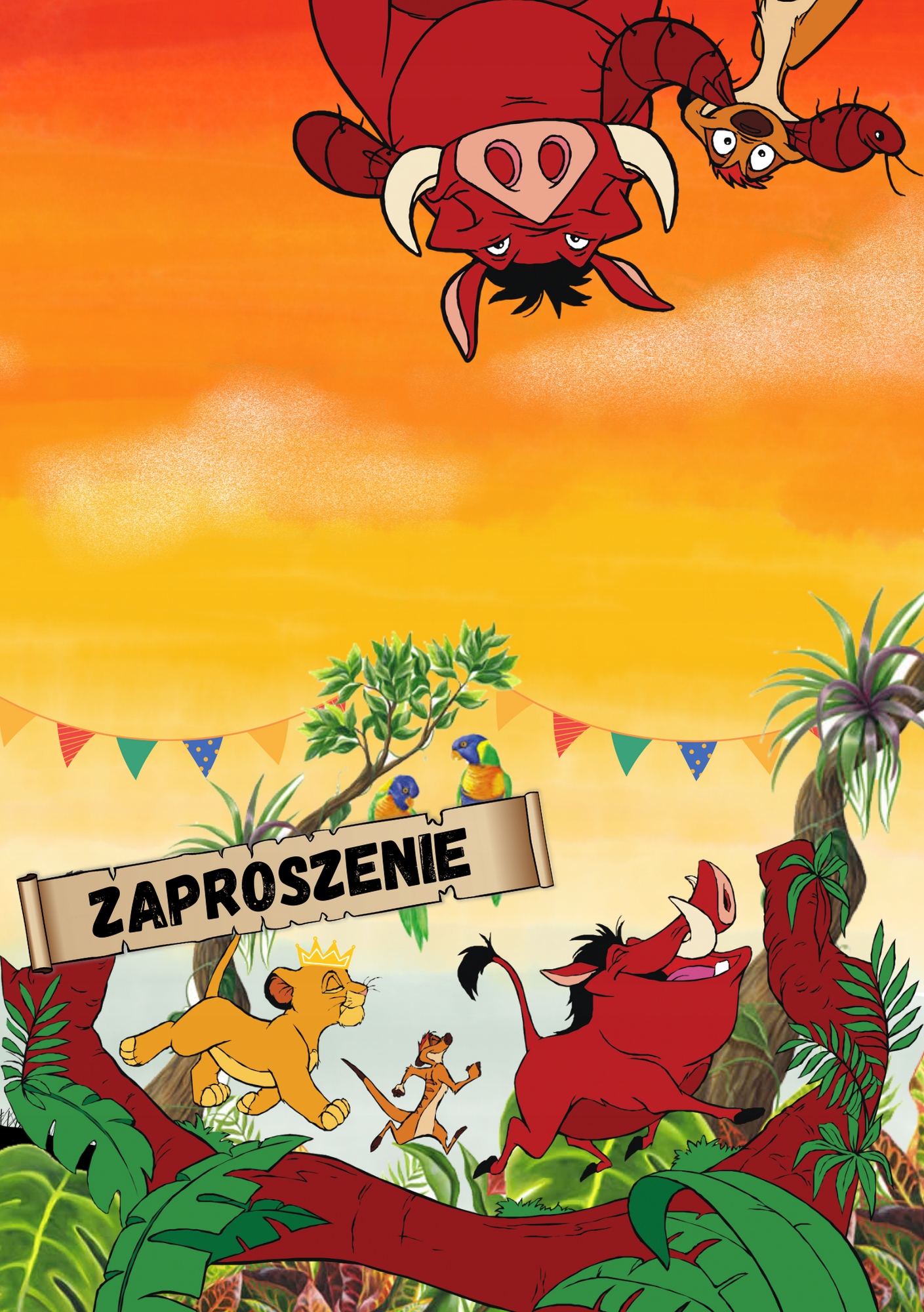 ZAPROSZENIE KRÓL LEW ZAPROSZANIA SIMBA PUMA 20x15 cm Marka inna